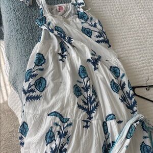 Victoria Dunn White and Blue Floral Dress